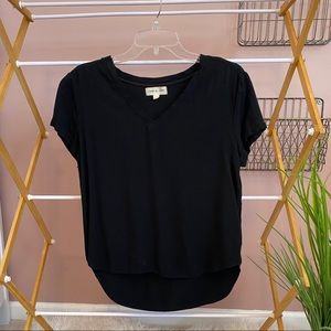 Black V neck loose fitted t shirt